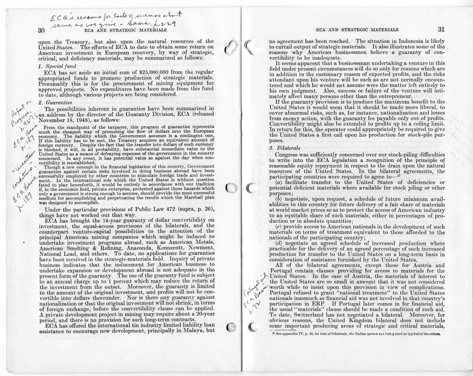 Senate Report Number 140, ECA and Strategic Materials - Report of the Joint Committee on Foreign Economic Cooperation Created Pursuant to Section 124 of Public Law 472, Eightieth Congress