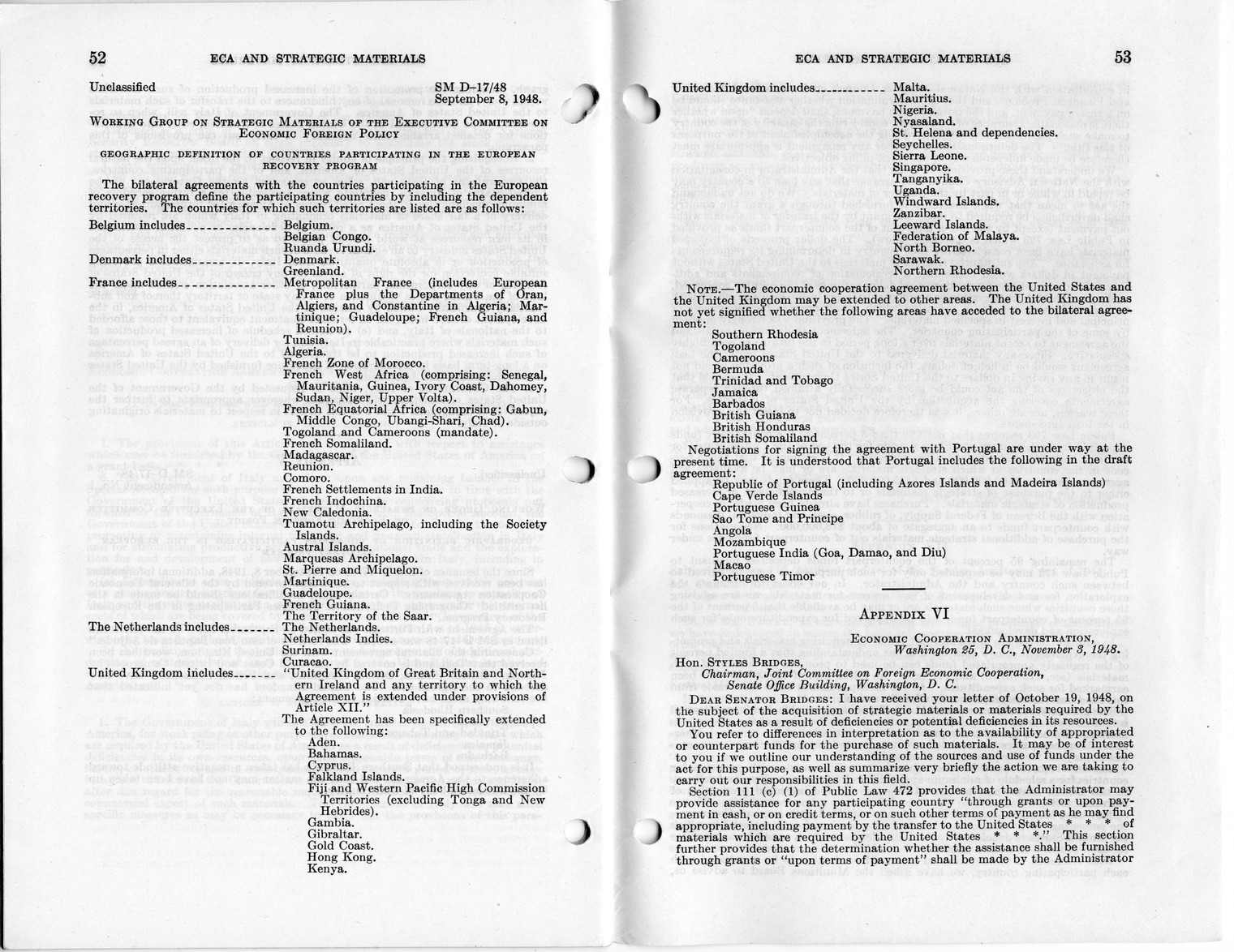 Senate Report Number 140, ECA and Strategic Materials - Report of the Joint Committee on Foreign Economic Cooperation Created Pursuant to Section 124 of Public Law 472, Eightieth Congress