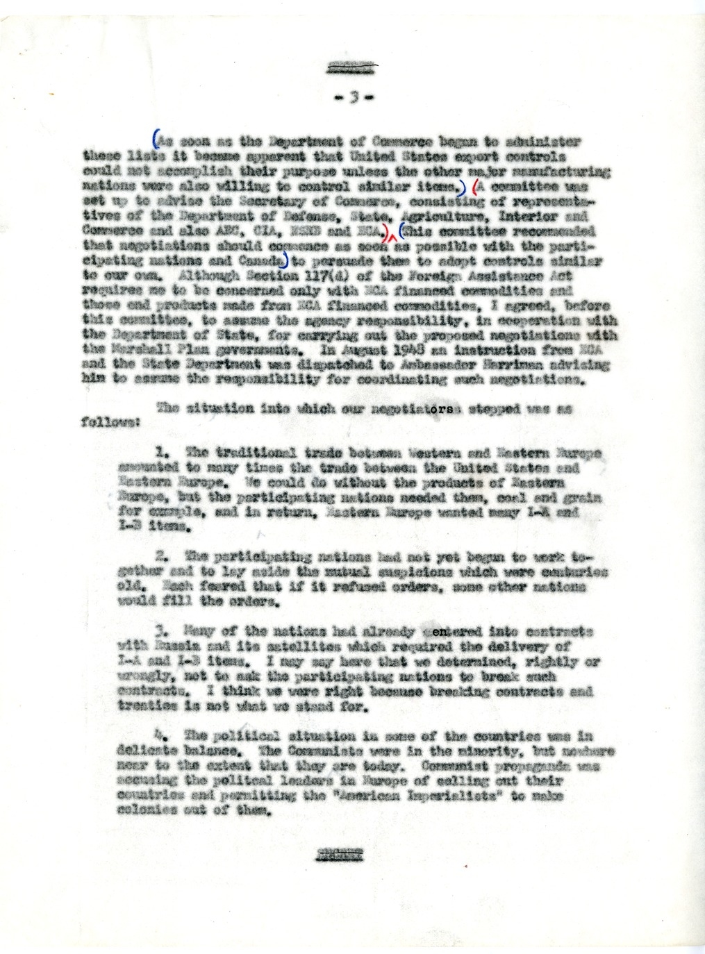 Memorandum from Joseph McDaniel to Paul G. Hoffman, Report on the Treatment of East-West Trade Question in Congressional Presentation, with Attached Draft Report