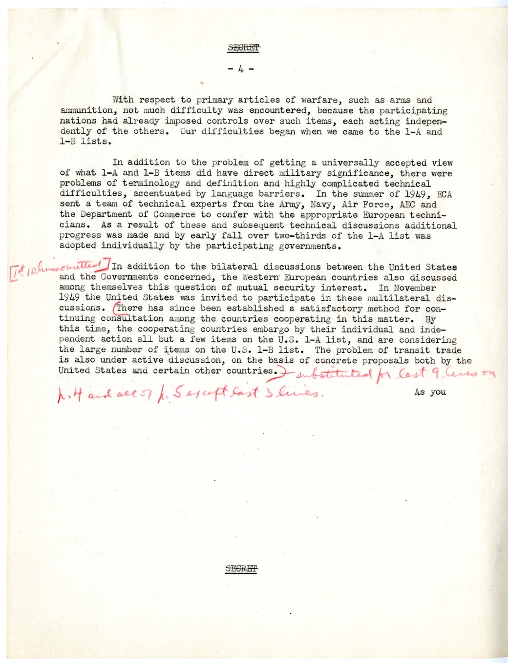 Memorandum from Joseph McDaniel to Paul G. Hoffman, Report on the Treatment of East-West Trade Question in Congressional Presentation, with Attached Draft Report