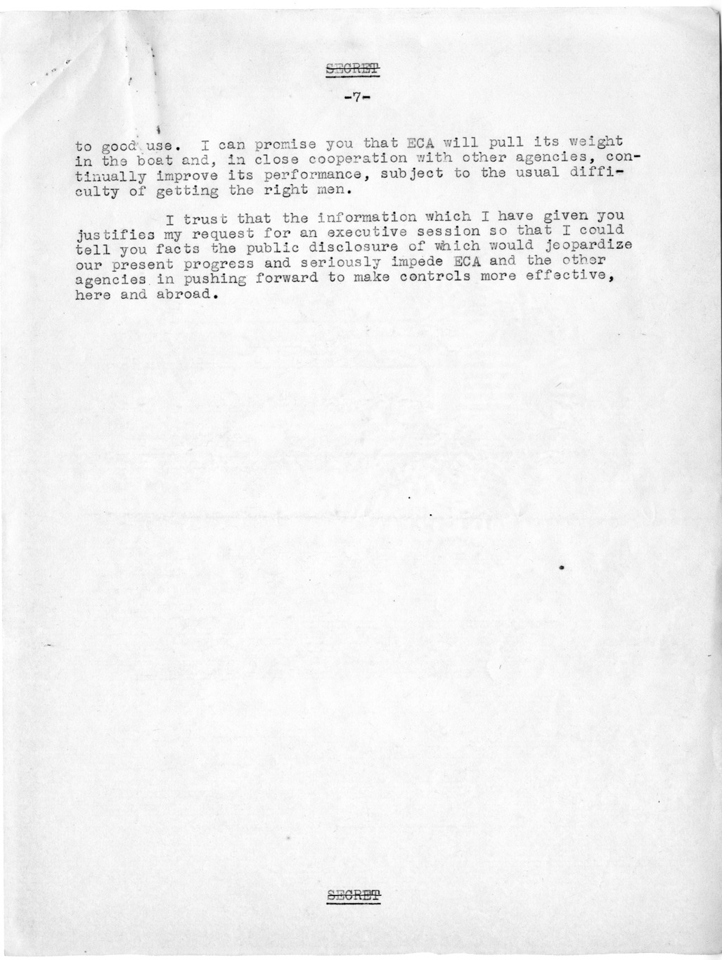 Memorandum from Joseph McDaniel to Paul G. Hoffman, Report on the Treatment of East-West Trade Question in Congressional Presentation, with Attached Draft Report
