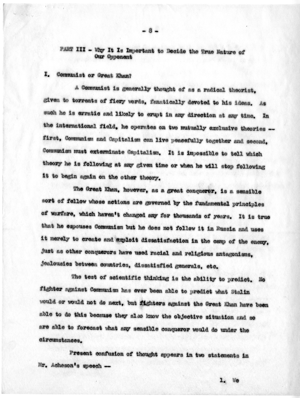 Memorandum from Paul G. Hoffman to Robert N. Golding with Attached Draft of Report, The "Cold War" - What it is and What Must Be Done to Win it Without Fighting