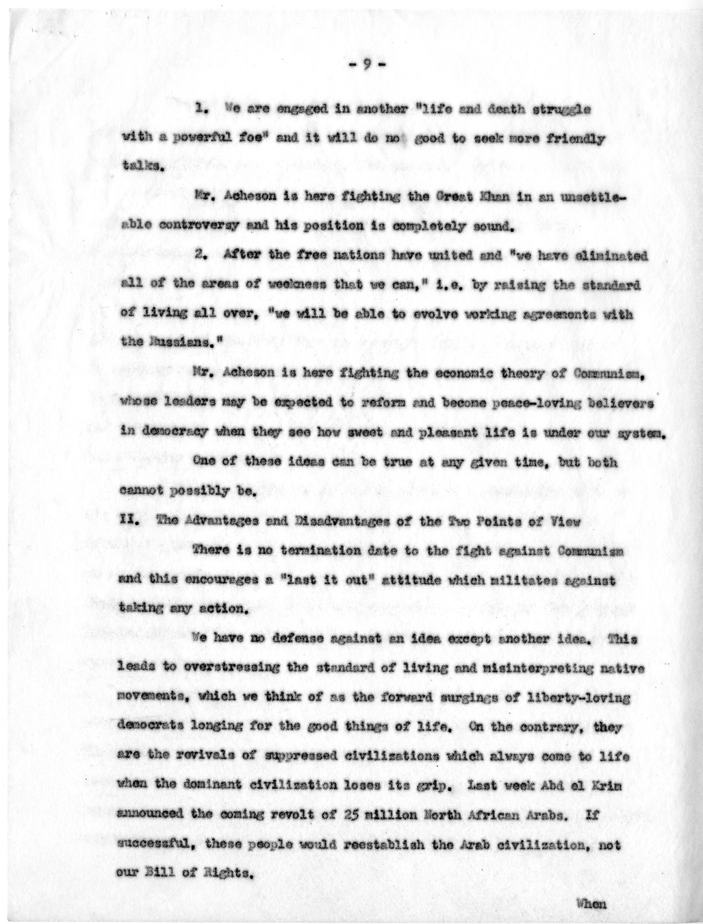 Memorandum from Paul G. Hoffman to Robert N. Golding with Attached Draft of Report, The "Cold War" - What it is and What Must Be Done to Win it Without Fighting