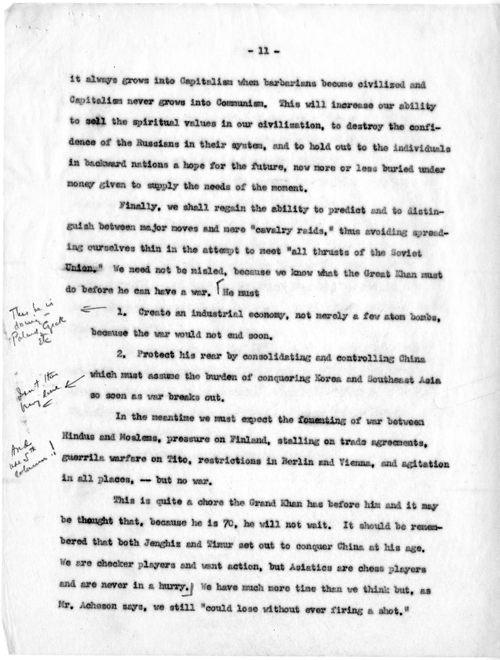 Memorandum from Paul G. Hoffman to Robert N. Golding with Attached Draft of Report, The "Cold War" - What it is and What Must Be Done to Win it Without Fighting