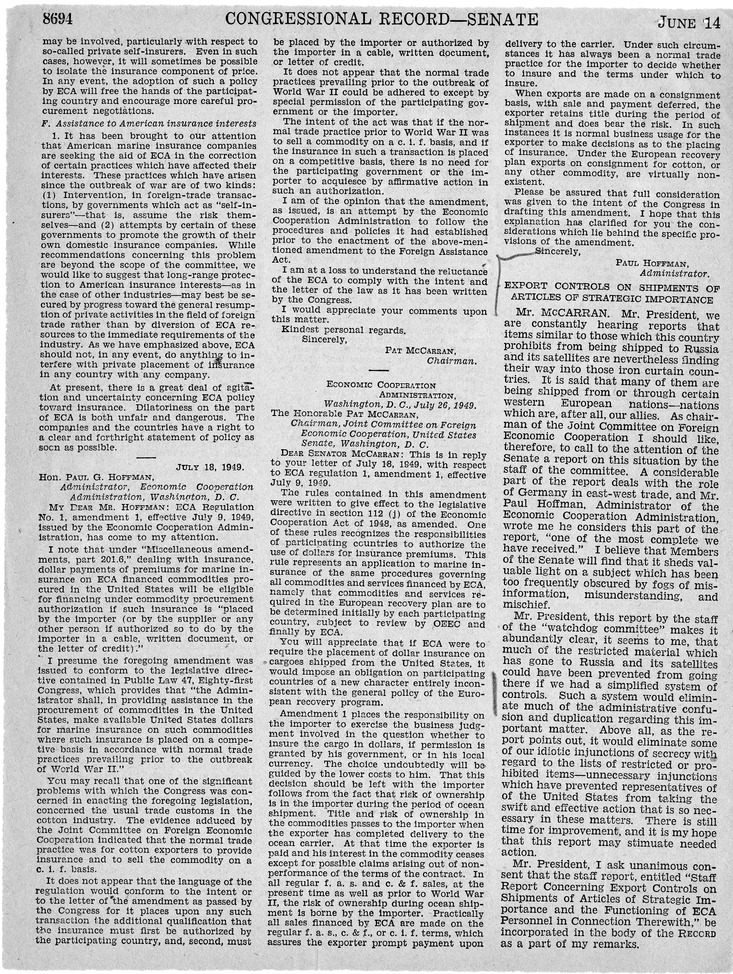 Remarks in the Congressional Record of the Senate - June 14, 1950, Pages 8691-8700, 8707-8718