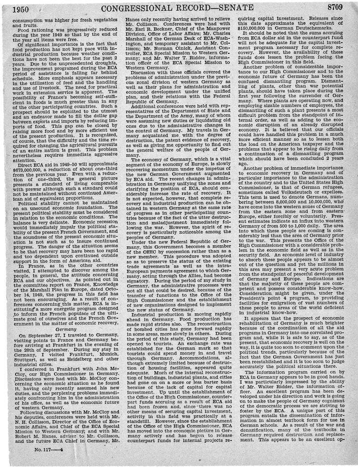 Remarks in the Congressional Record of the Senate - June 14, 1950, Pages 8691-8700, 8707-8718