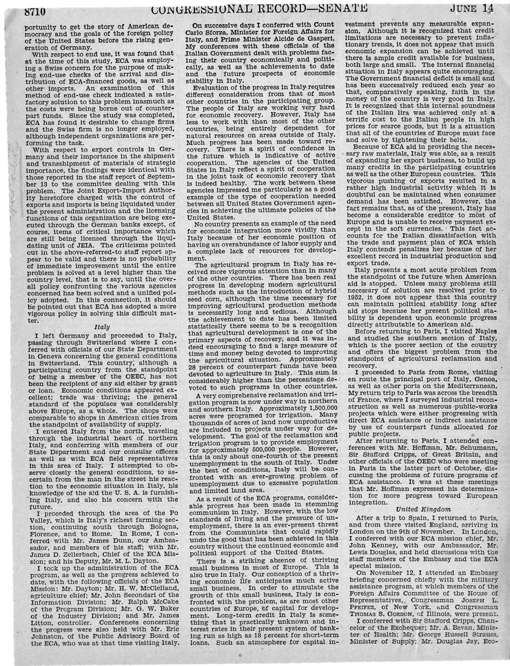 Remarks in the Congressional Record of the Senate - June 14, 1950, Pages 8691-8700, 8707-8718