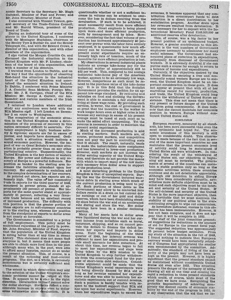 Remarks in the Congressional Record of the Senate - June 14, 1950, Pages 8691-8700, 8707-8718