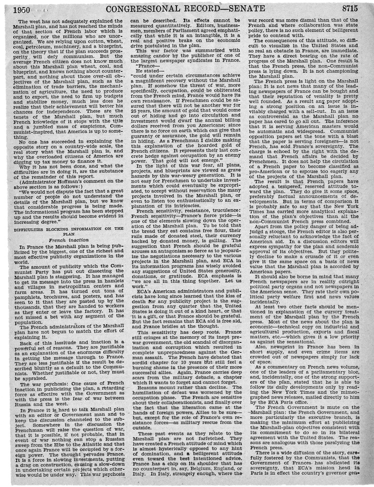 Remarks in the Congressional Record of the Senate - June 14, 1950, Pages 8691-8700, 8707-8718