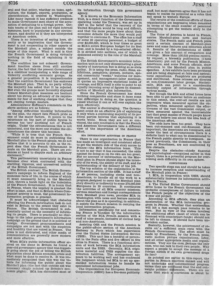 Remarks in the Congressional Record of the Senate - June 14, 1950, Pages 8691-8700, 8707-8718