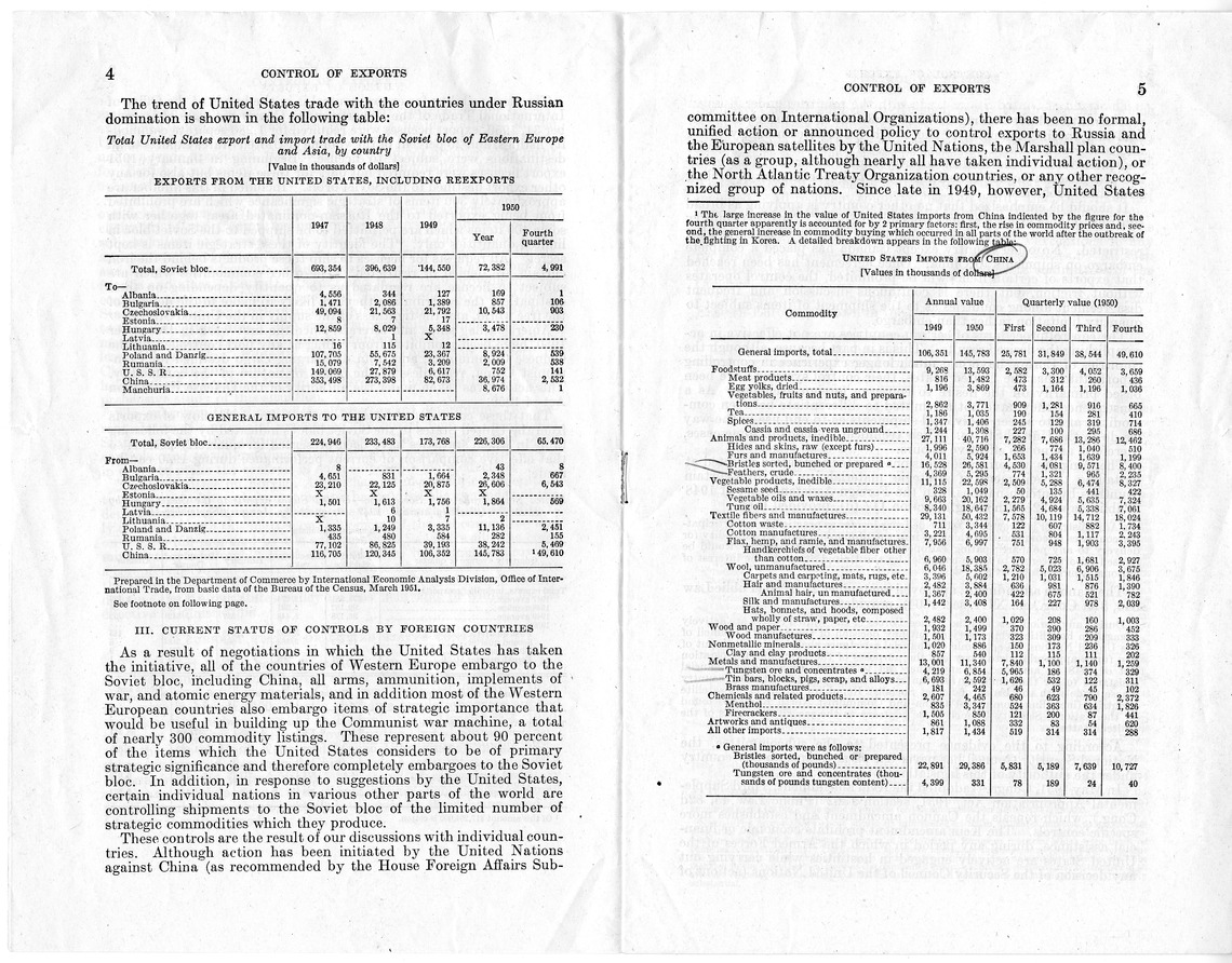 Report Number 703, Submitted by Congressman Laurie C. Battle, Providing for the Control by the United States and Cooperating Foreign Nations of Exports to Any Nation or Combination of Nations Threatening the Security of the United States, Including the Union of Soviet Socialist Republics and All Countries Under its Domination