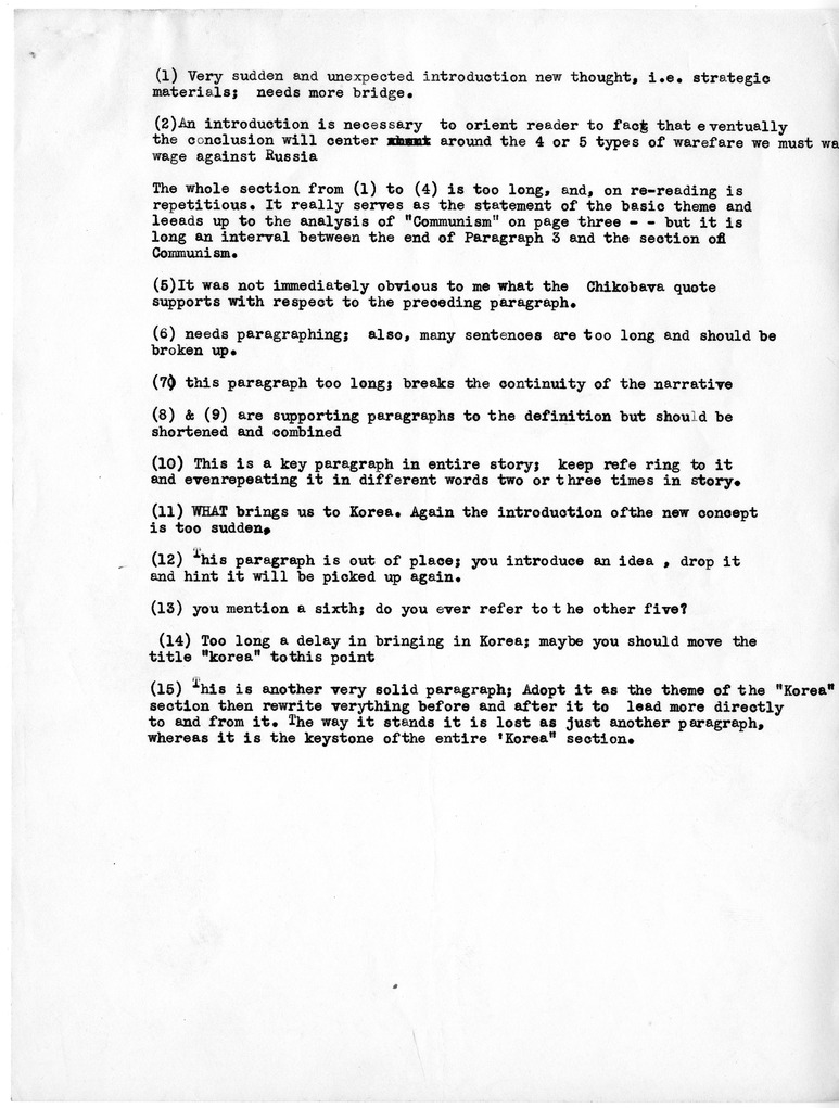 Memorandum, Suggested Edits to Manuscript