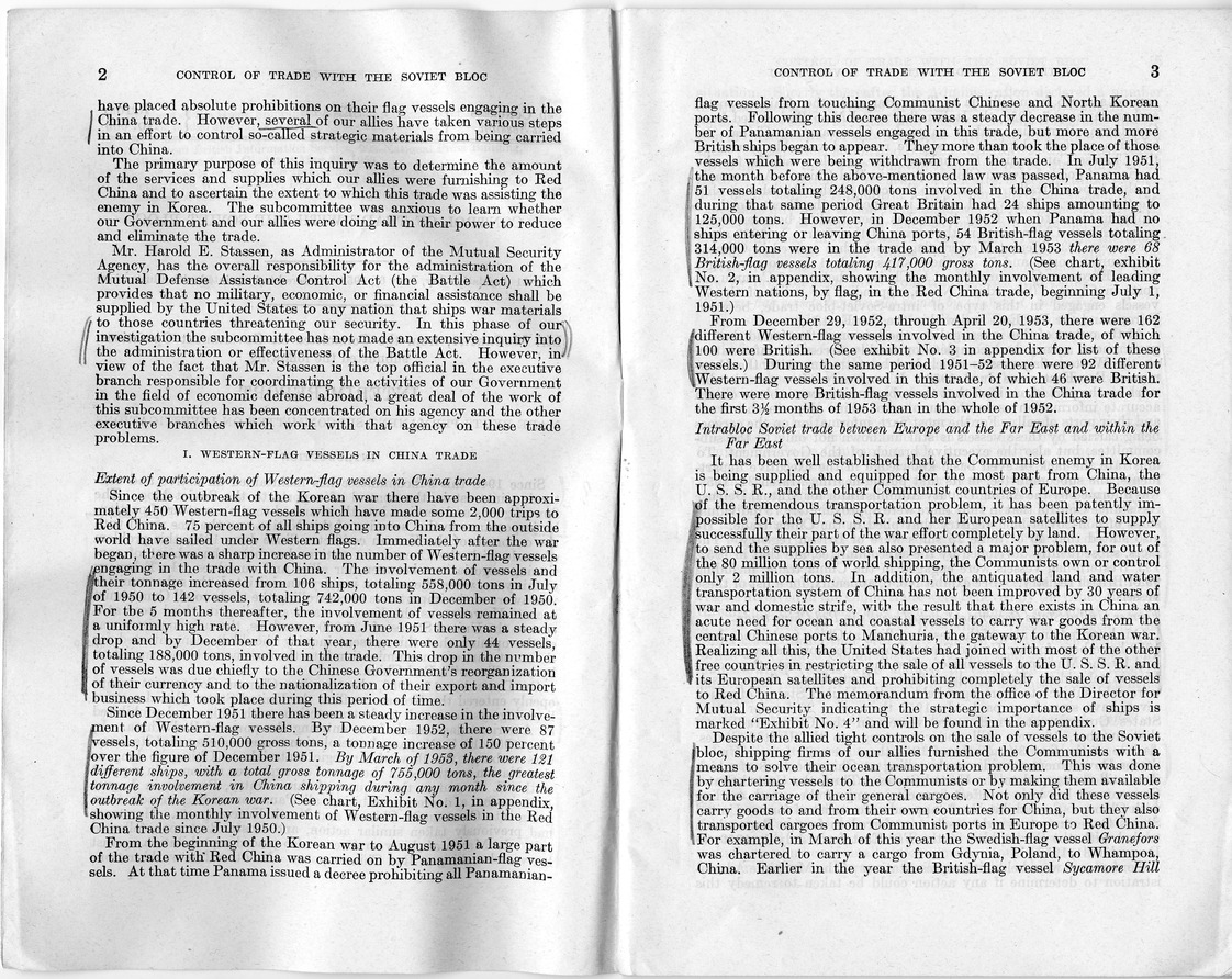 Report Number 606, Control of Trade with the Soviet Bloc - Interim Report of the Committee on Government Operations Made by the Senate Permanent Subcommittee on Investigations