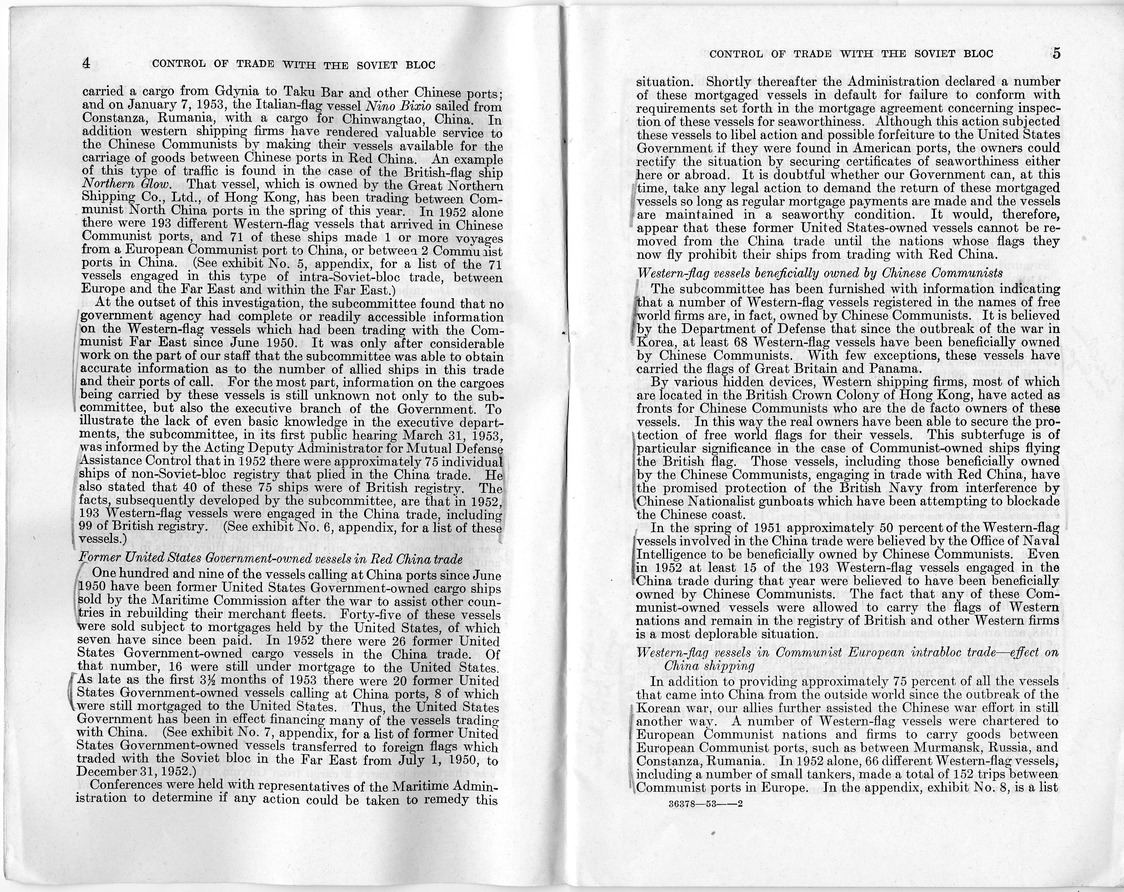 Report Number 606, Control of Trade with the Soviet Bloc - Interim Report of the Committee on Government Operations Made by the Senate Permanent Subcommittee on Investigations