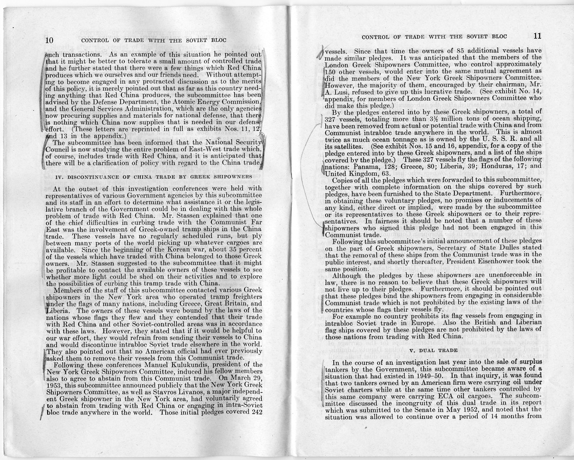 Report Number 606, Control of Trade with the Soviet Bloc - Interim Report of the Committee on Government Operations Made by the Senate Permanent Subcommittee on Investigations