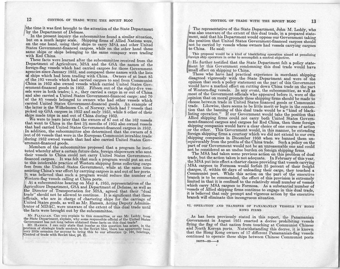 Report Number 606, Control of Trade with the Soviet Bloc - Interim Report of the Committee on Government Operations Made by the Senate Permanent Subcommittee on Investigations