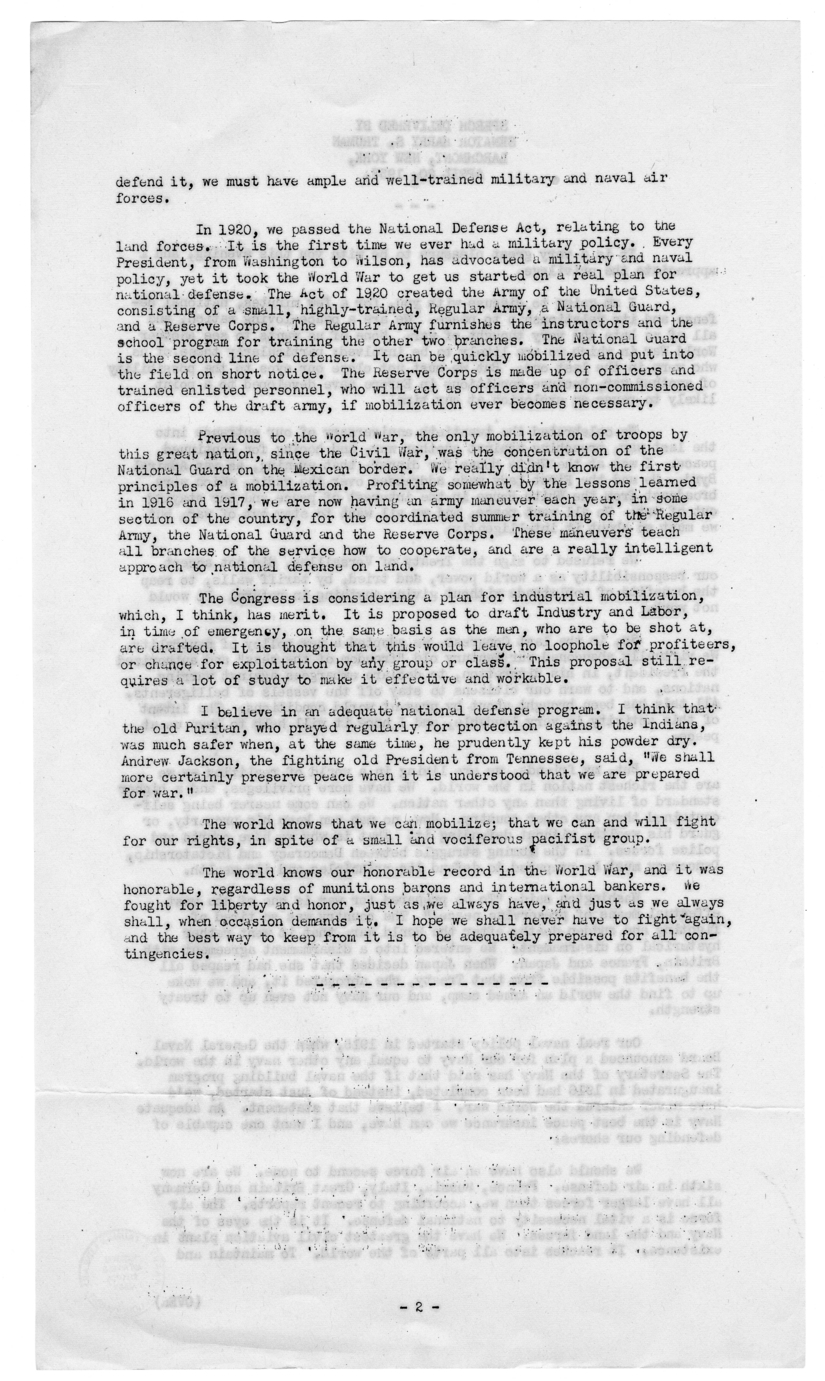 Speech by Senator Harry S. Truman, Larchmont, New York