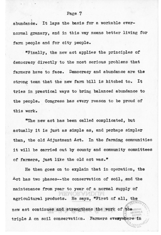 Speech Delivered by Senator Harry S. Truman to the Franklin D. Roosevelt Women's Club of Springfield, Missouri