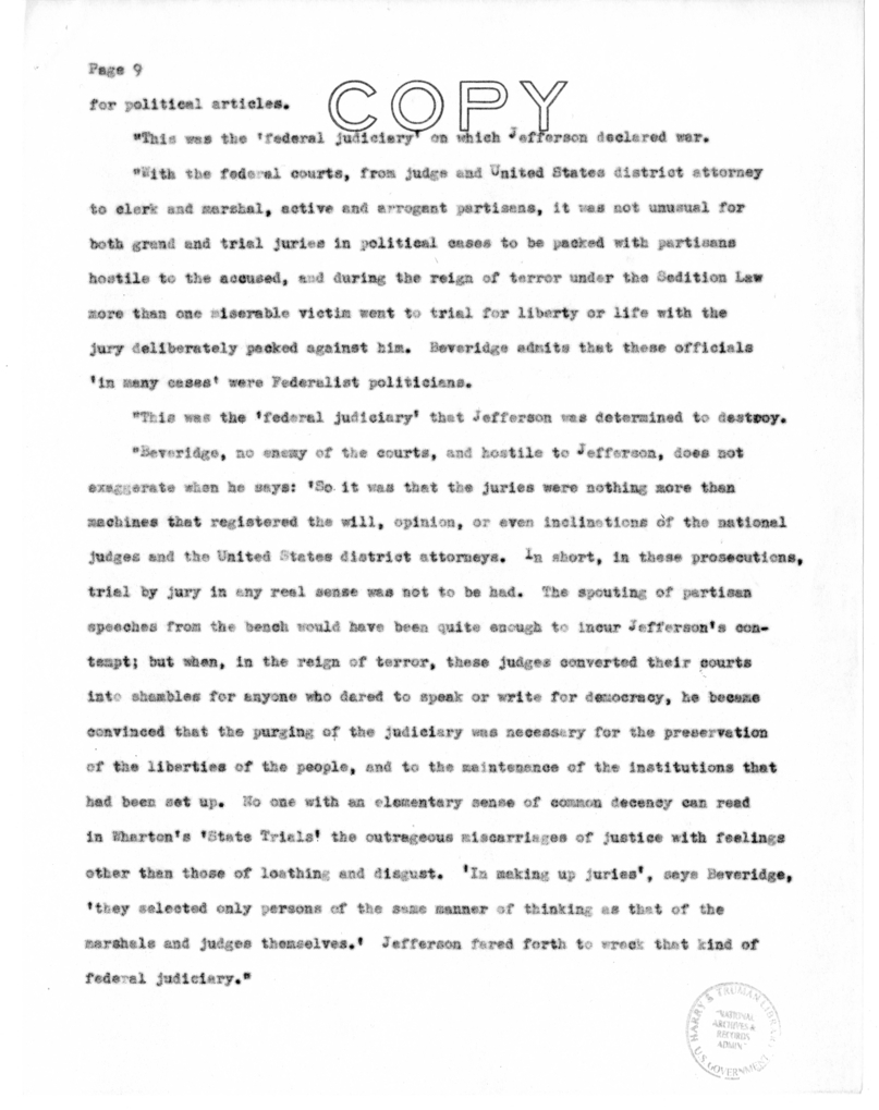 Speech of Harry S. Truman to Members of the Jefferson Club of Clinton, Missouri
