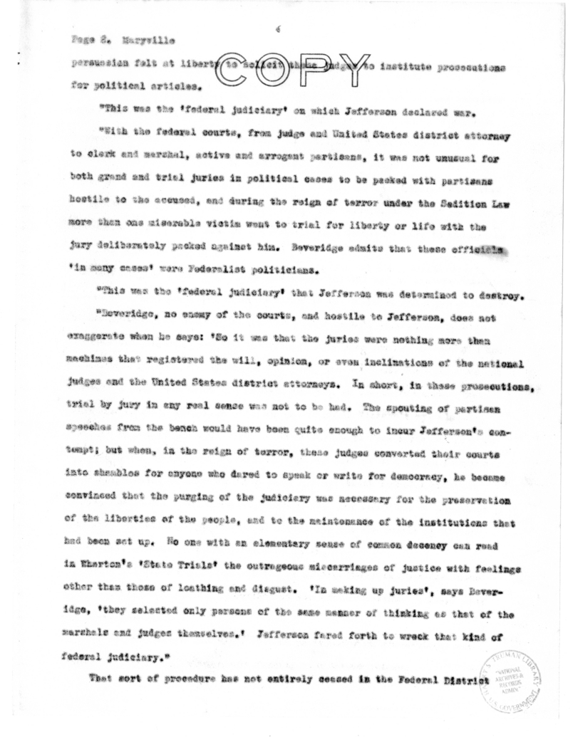 Speech Delivered by Senator Harry S. Truman at Maryville, Missouri