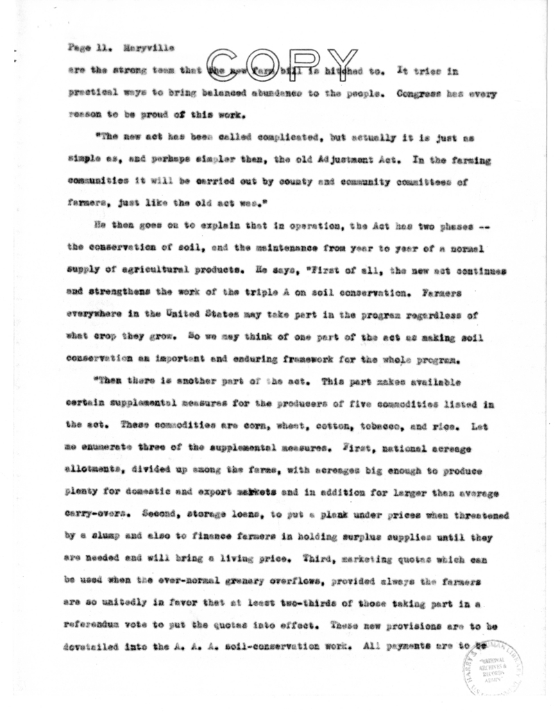 Speech Delivered by Senator Harry S. Truman at Maryville, Missouri
