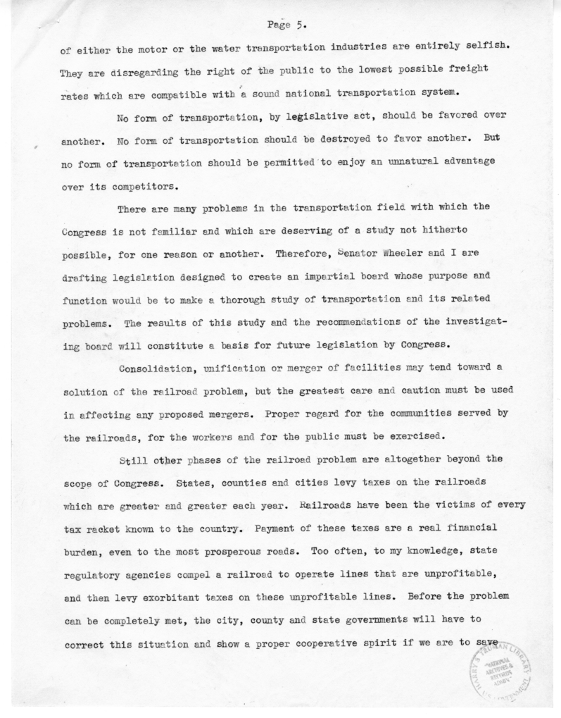 Speech of Senator Harry S. Truman to the National Forum of the Air Over NBC, Washington, D.C.