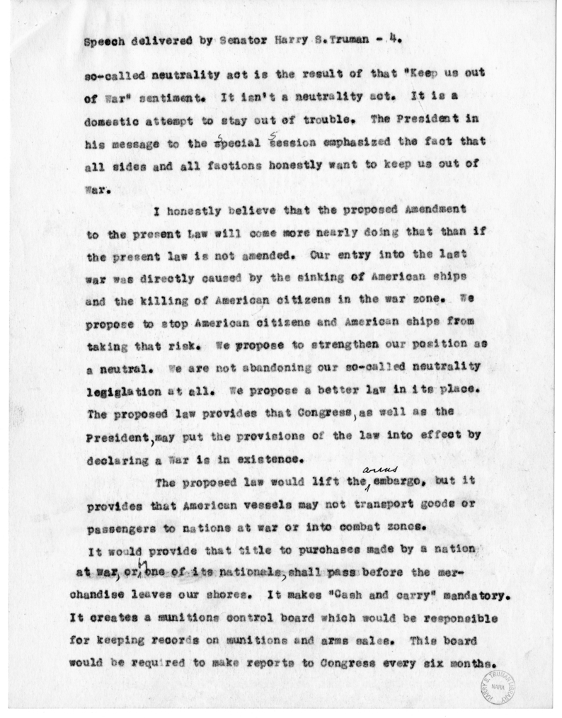 Speech of Senator Harry S. Truman at Caruthersville, Missouri