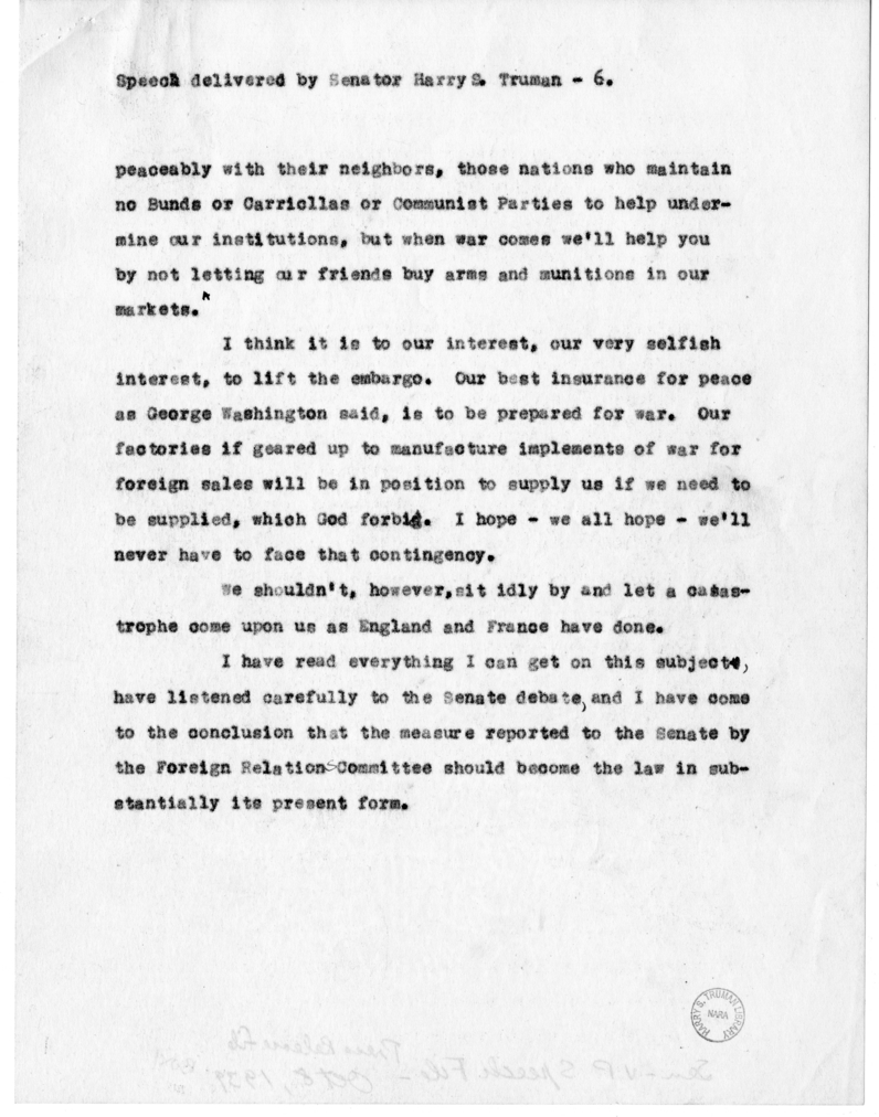 Speech of Senator Harry S. Truman at Caruthersville, Missouri