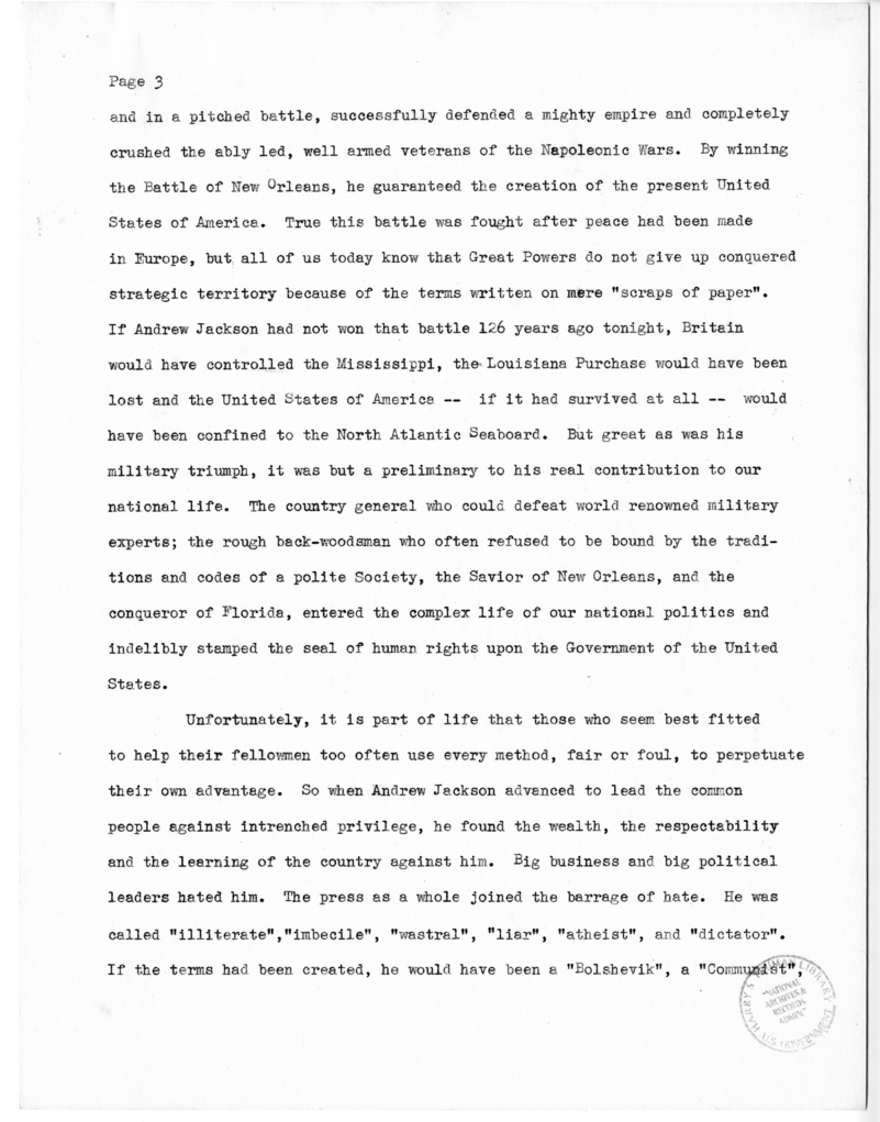 Speech of Senator Harry S. Truman at Columbus, Ohio