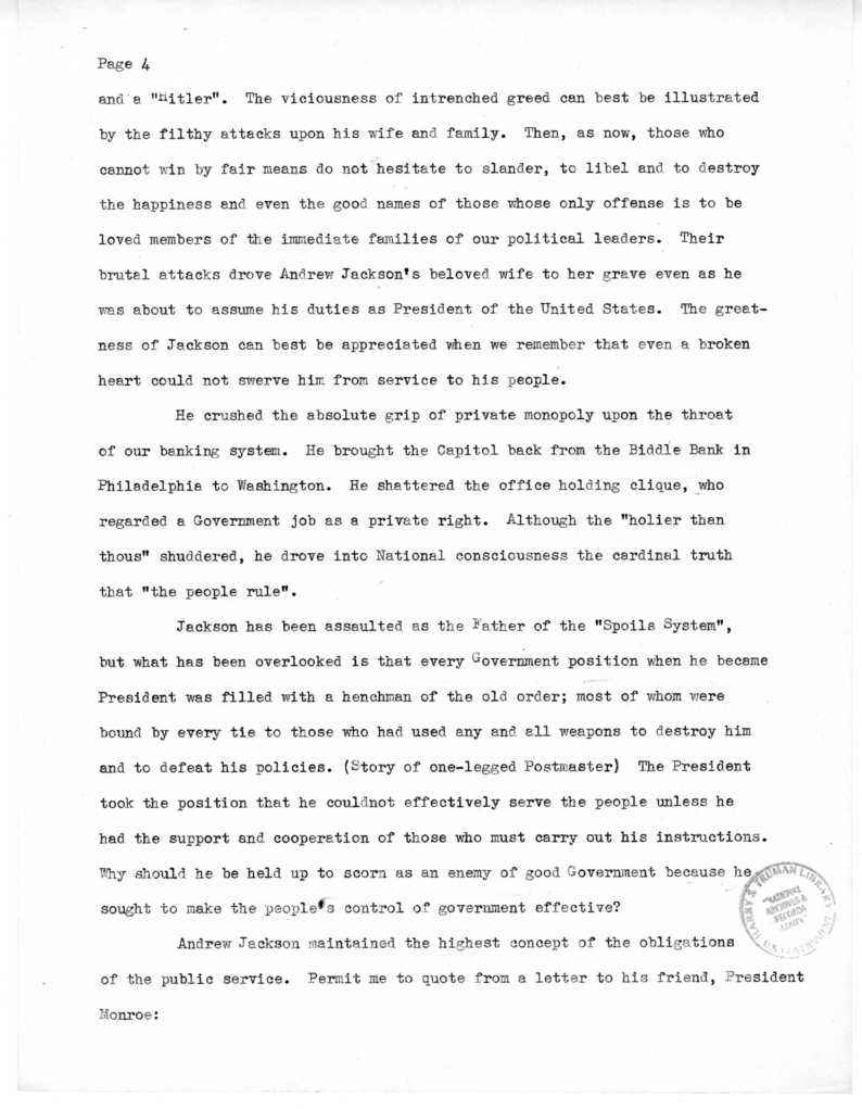 Speech of Senator Harry S. Truman at Columbus, Ohio