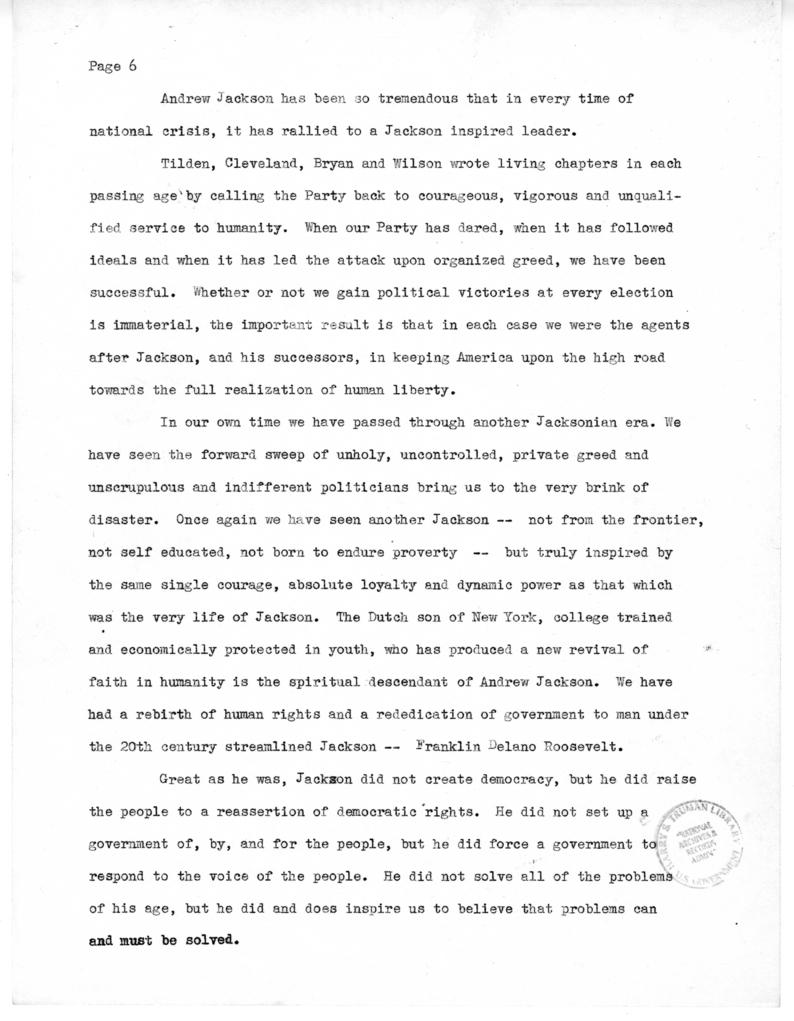 Speech of Senator Harry S. Truman at Columbus, Ohio