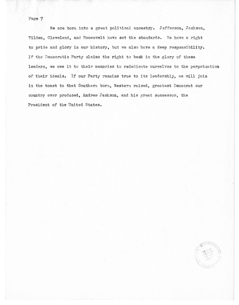 Speech of Senator Harry S. Truman at Columbus, Ohio