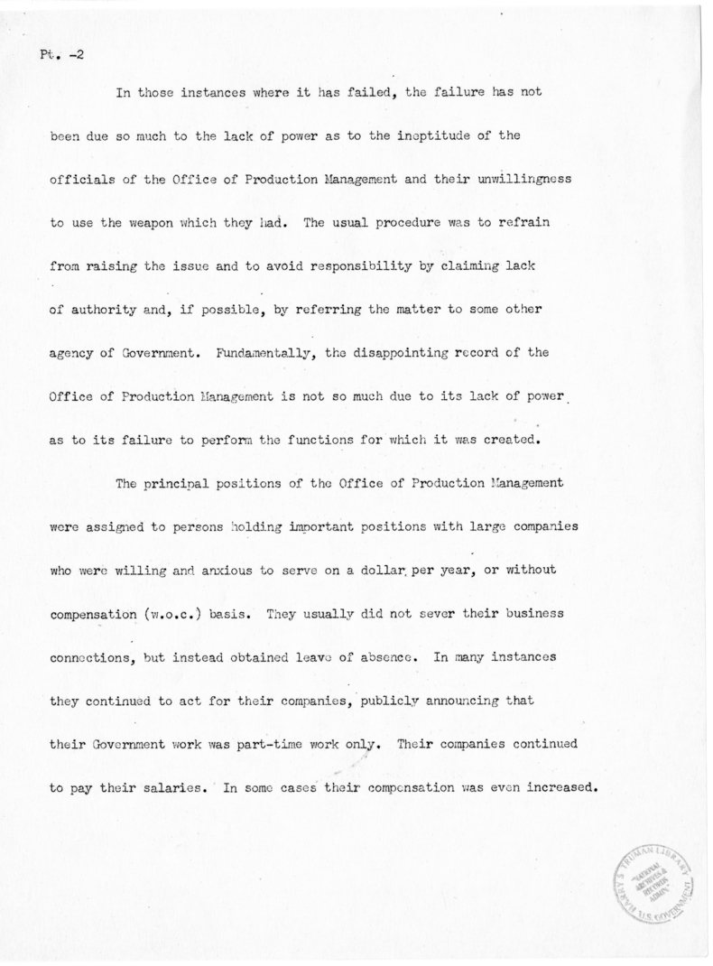Speech of Senator Harry S. Truman before the United States Senate