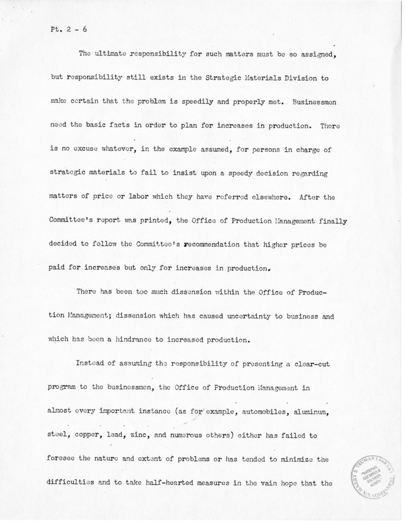 Speech of Senator Harry S. Truman before the United States Senate
