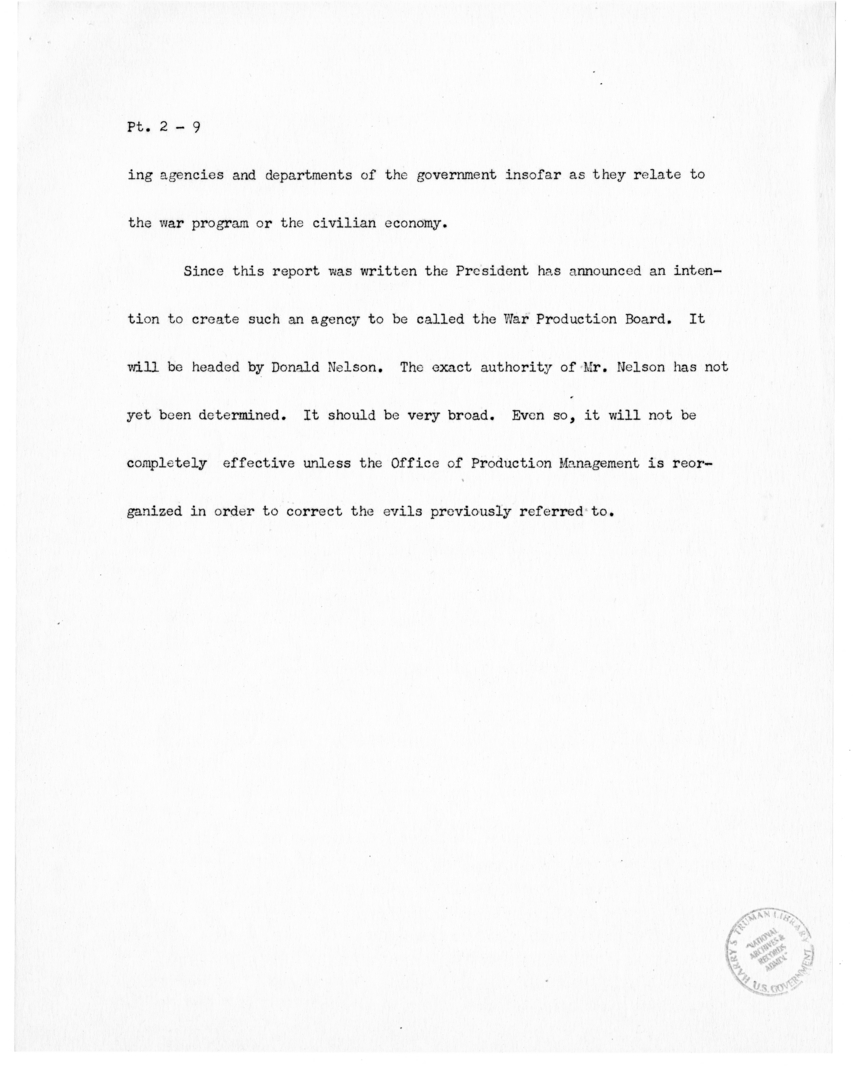 Speech of Senator Harry S. Truman before the United States Senate
