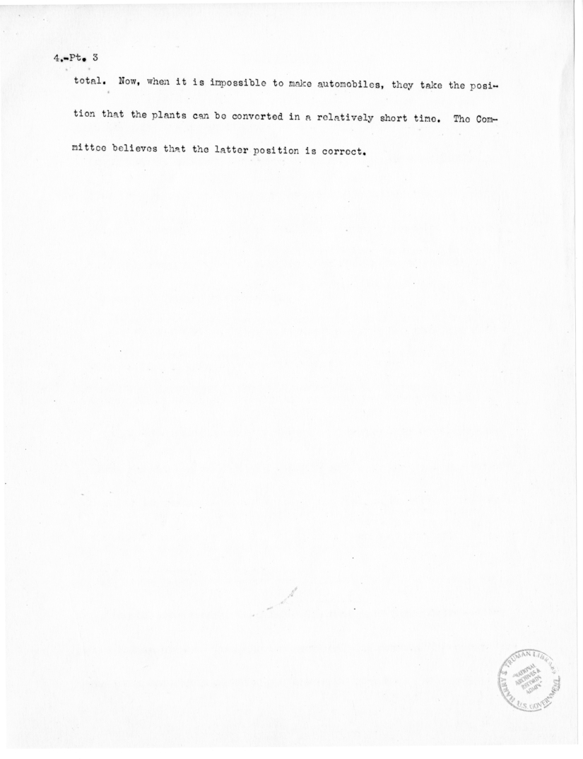 Speech of Senator Harry S. Truman before the United States Senate