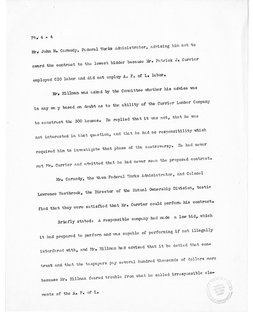 Speech of Senator Harry S. Truman before the United States Senate