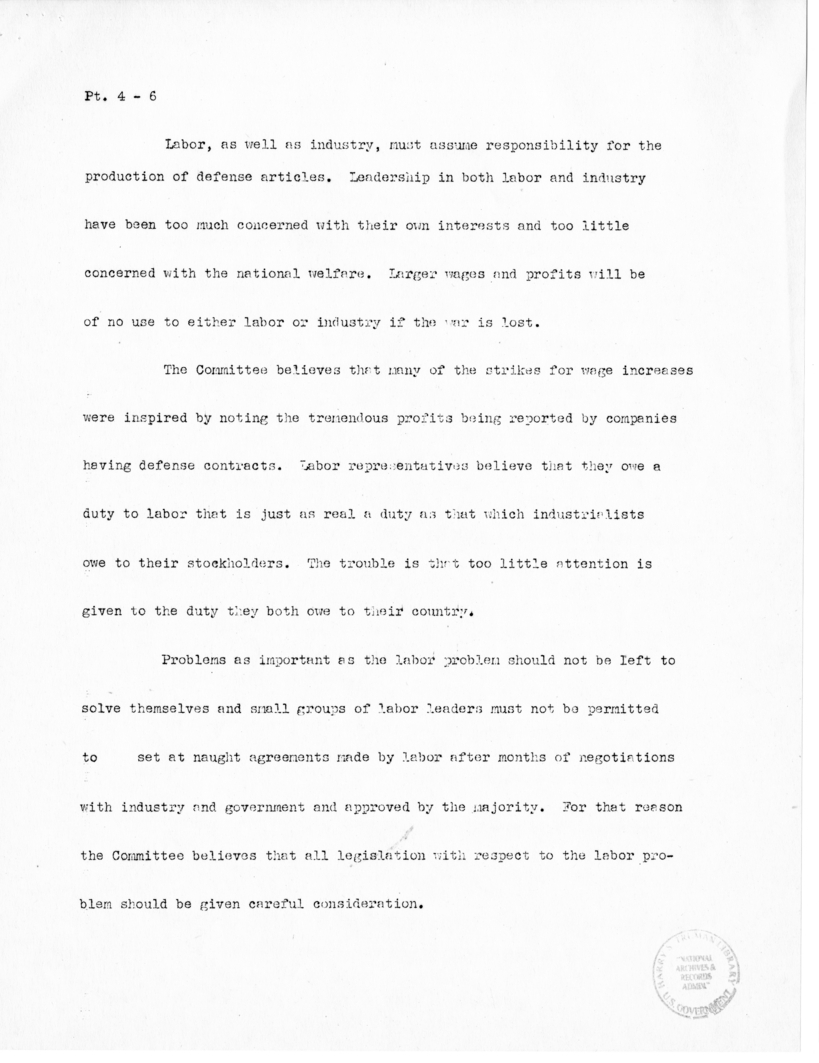 Speech of Senator Harry S. Truman before the United States Senate