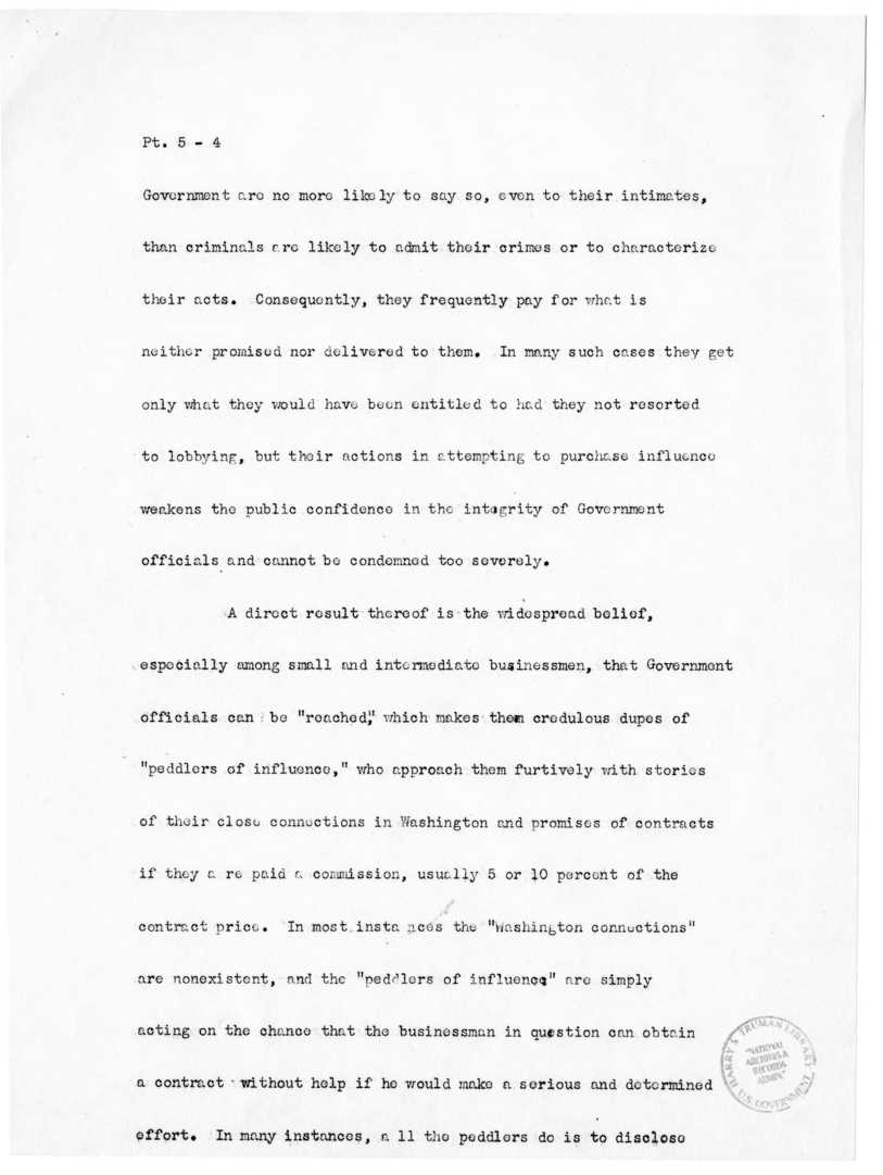 Speech of Senator Harry S. Truman before the United States Senate