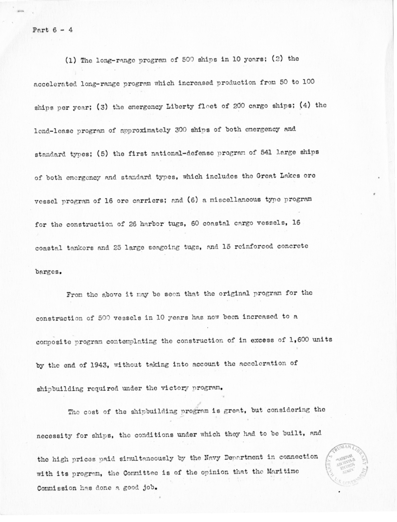 Speech of Senator Harry S. Truman before the United States Senate