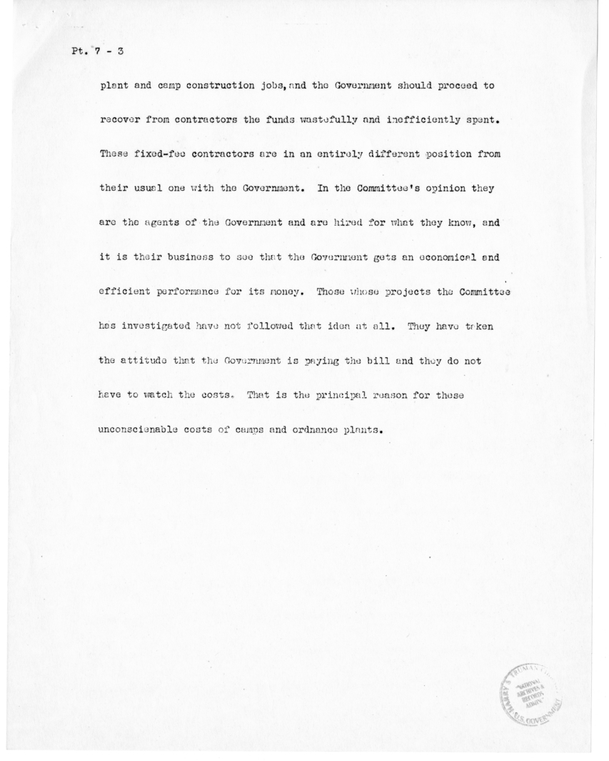 Speech of Senator Harry S. Truman before the United States Senate