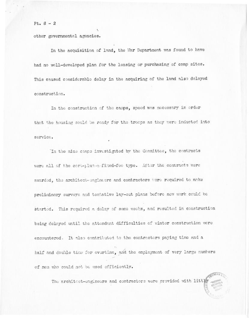Speech of Senator Harry S. Truman before the United States Senate