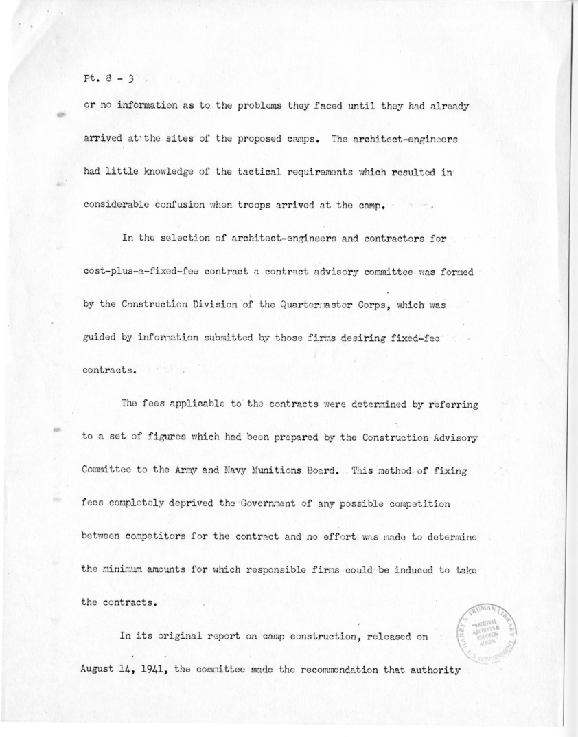 Speech of Senator Harry S. Truman before the United States Senate