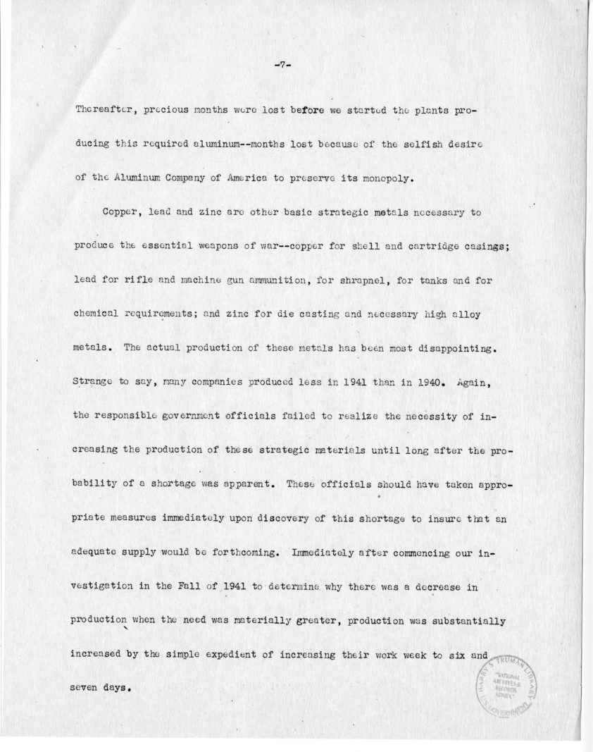 Speech of Senator Harry S. Truman before the Ancient Order of Hibernians, Charleston, South Carolina