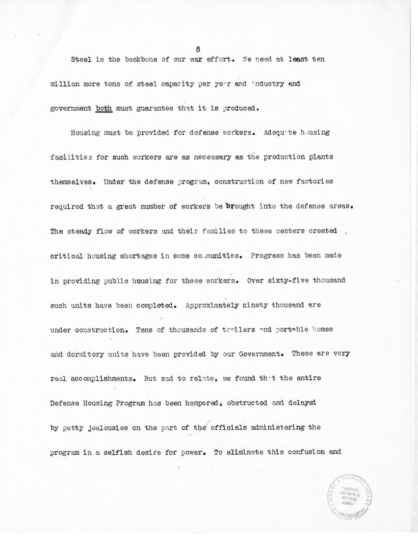 Speech of Senator Harry S. Truman before the Ancient Order of Hibernians, Charleston, South Carolina