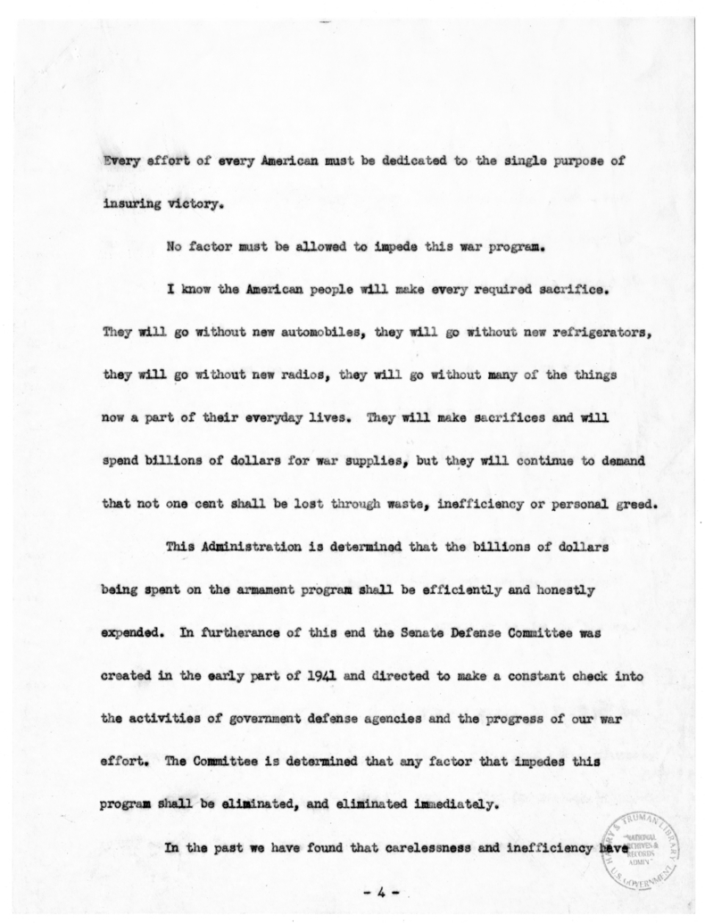 Speech of Senator Harry S. Truman Before the Society of the Plastics Industry at Hot Springs, Virginia