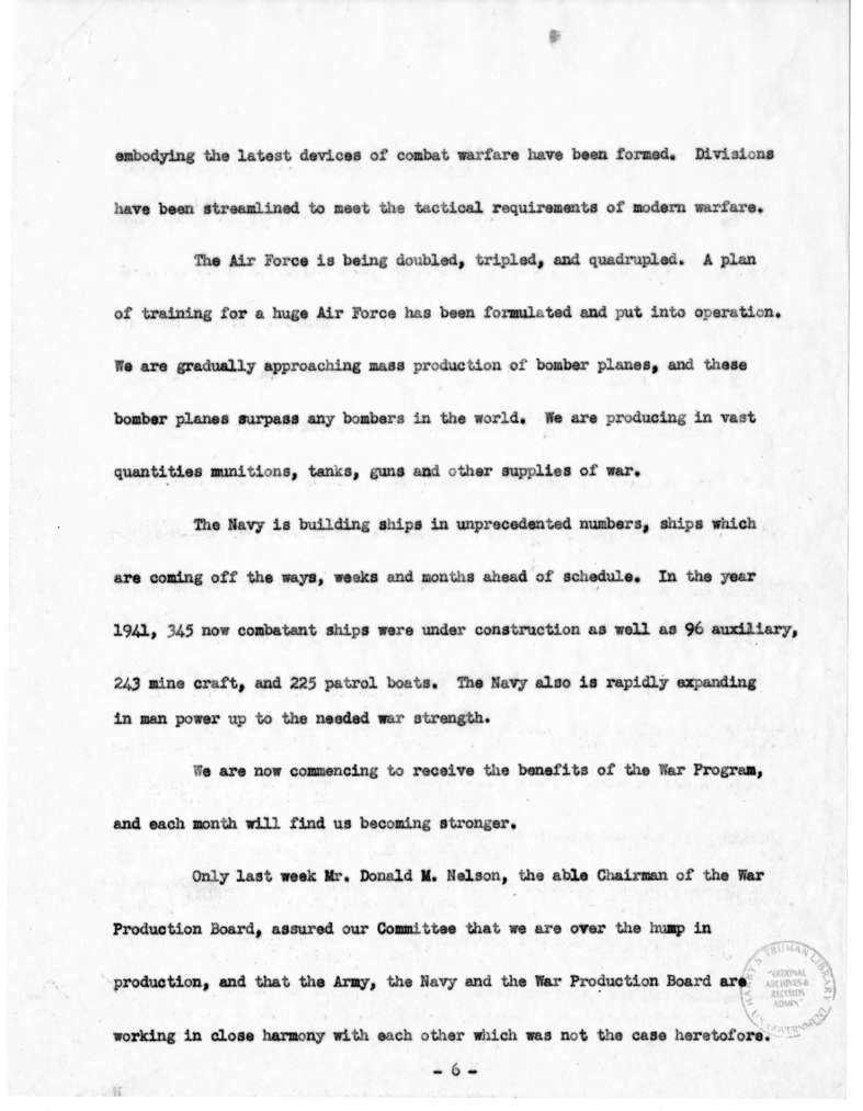 Speech of Senator Harry S. Truman Before the Society of the Plastics Industry at Hot Springs, Virginia