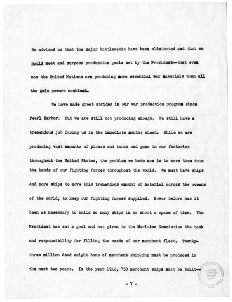 Speech of Senator Harry S. Truman Before the Society of the Plastics Industry at Hot Springs, Virginia