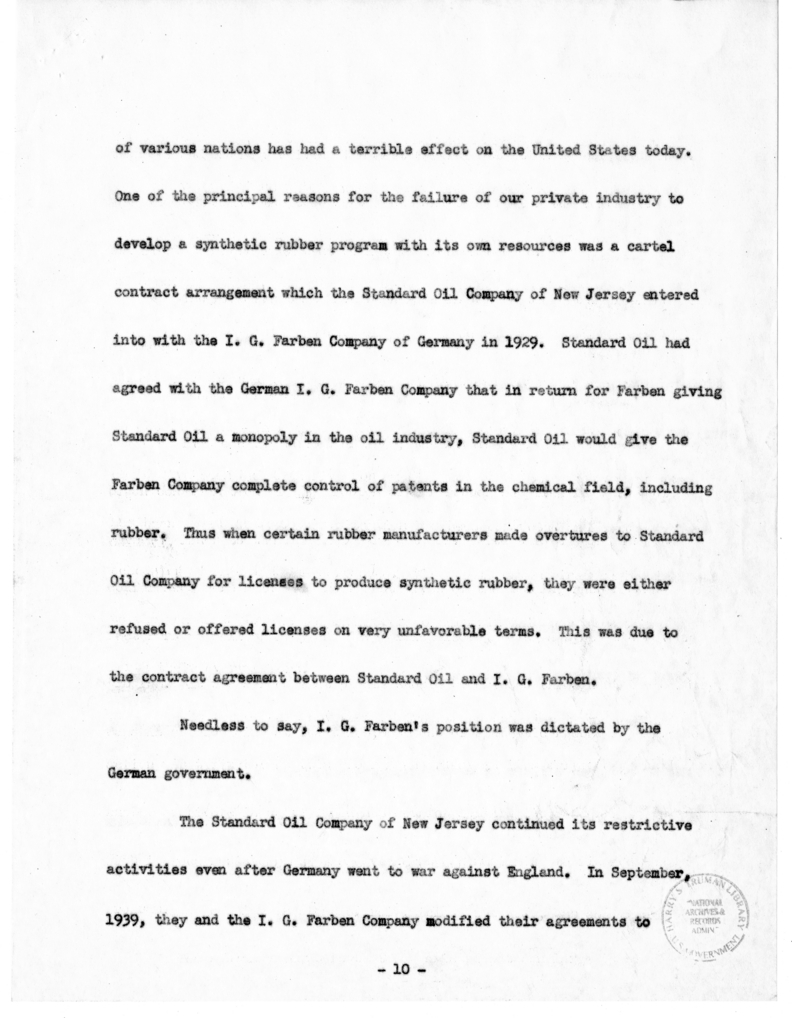 Speech of Senator Harry S. Truman Before the Society of the Plastics Industry at Hot Springs, Virginia