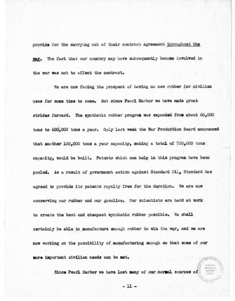 Speech of Senator Harry S. Truman Before the Society of the Plastics Industry at Hot Springs, Virginia